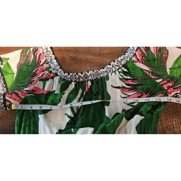 Flying Tomato Dress Tropical Print Off Shoulder Ruffle Hi-Lo Hem Midi Size Large - Picture 10 of 11
